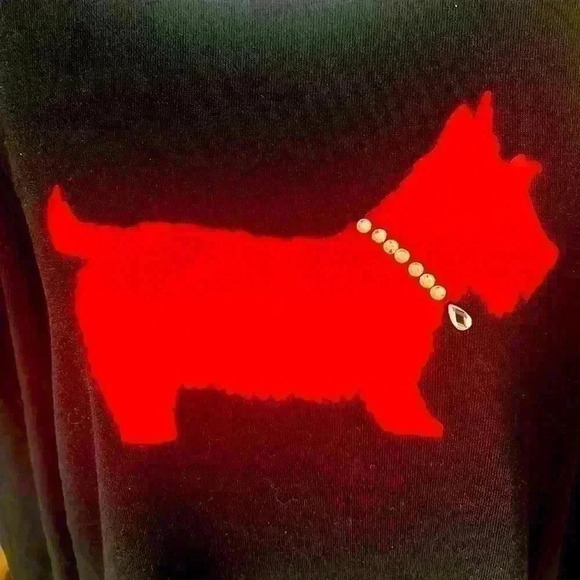 Charter Club Vintage Scottie embellished Swiss Terry sweatshirt. XXL Black/Red - Picture 4 of 12